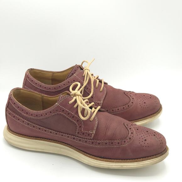 Cole Haan Men’s Lunargrand  Red Derby Shoes Wingtip Suede Sneakers size 10 main image 9